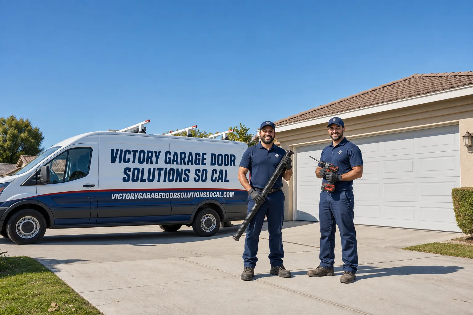 Victory Garage Door Solutions So Cal service vehicle and crew in So Cal, CA